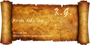 Kroh Géza névjegykártya